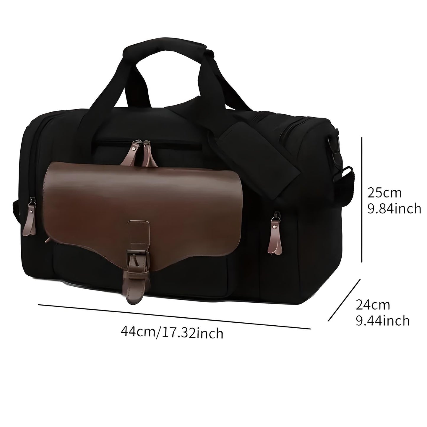 Multi-Compartment Leather Accent Duffle Bag