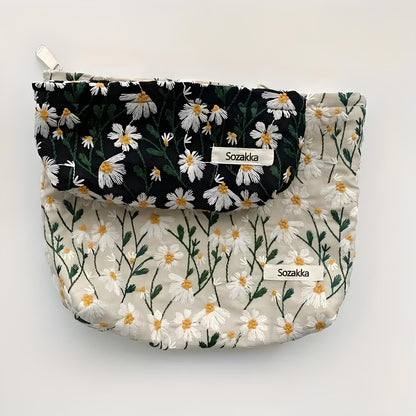 Angela | Flower Embroidered Makeup Bag