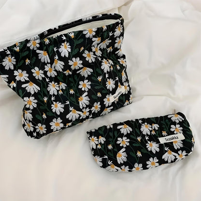 Angela | Flower Embroidered Makeup Bag